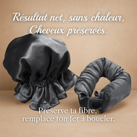 Bigoudis sans chaleur en satin marron – kit boucle sans chaleur pour brushing maison.