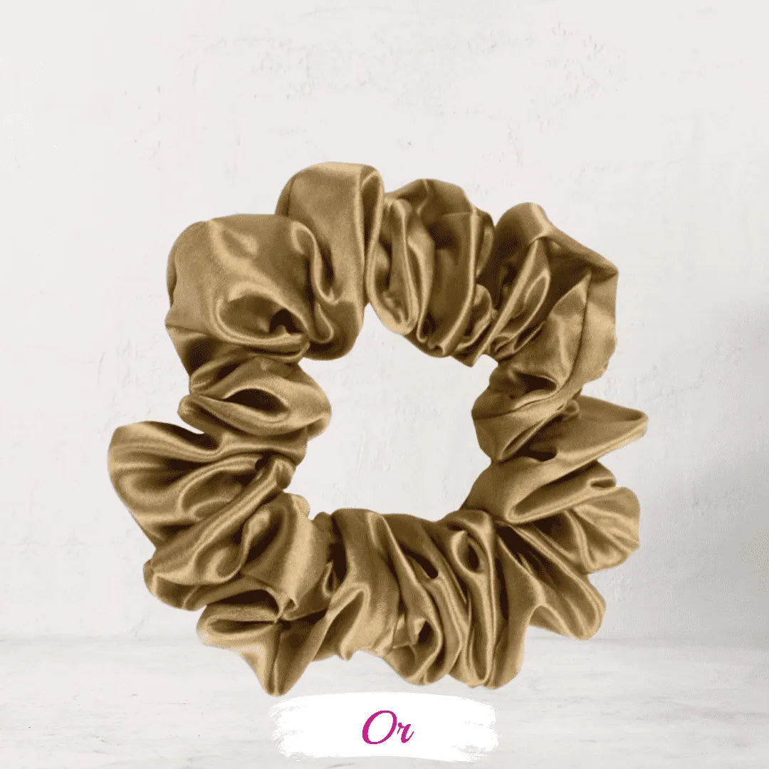 Chouchou soie or – élastique cheveux soie routine coiffure protectrice