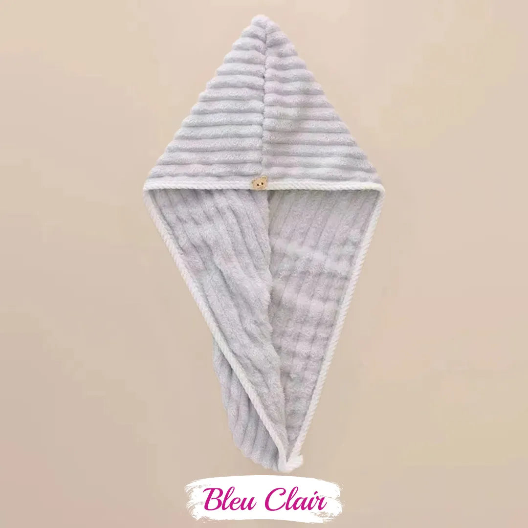 Serviette microfibre bleu clair – parfaite pour le plopping cheveux bouclés et un séchage sans chaleur