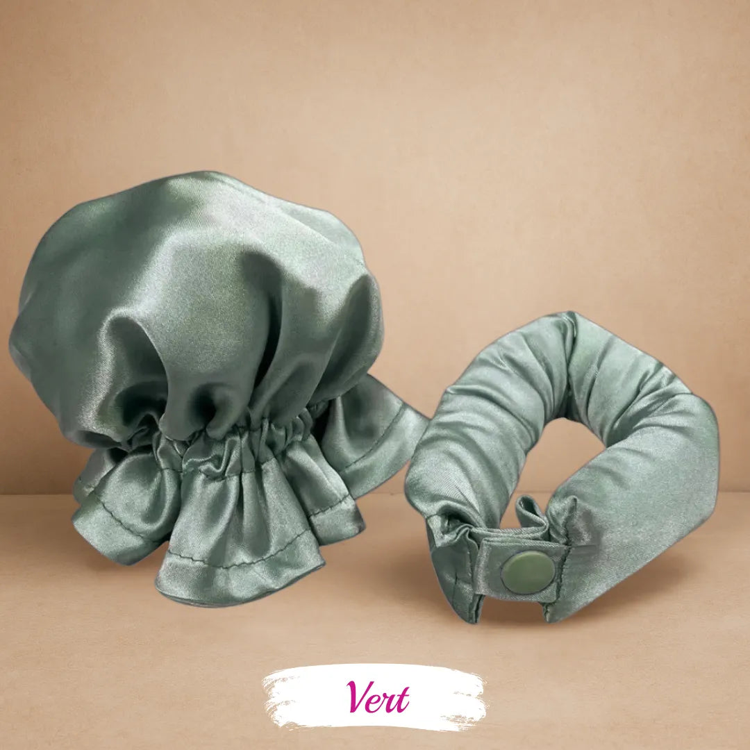 Bigoudis sans chaleur vert – accessoire coiffure sans chaleur pour boucles naturelles et brushing maison.