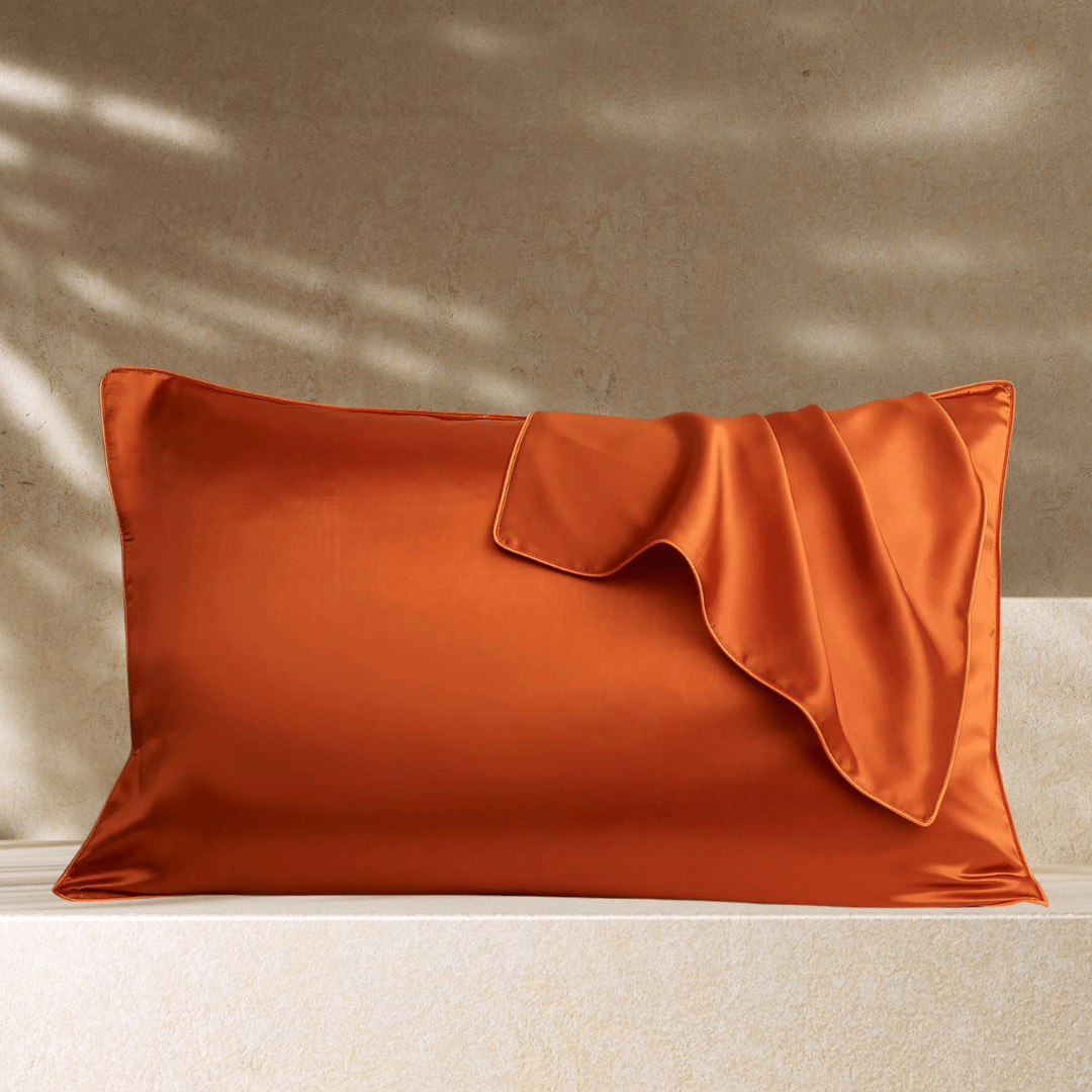 Taie d’oreiller en soie orange, protection brushing
