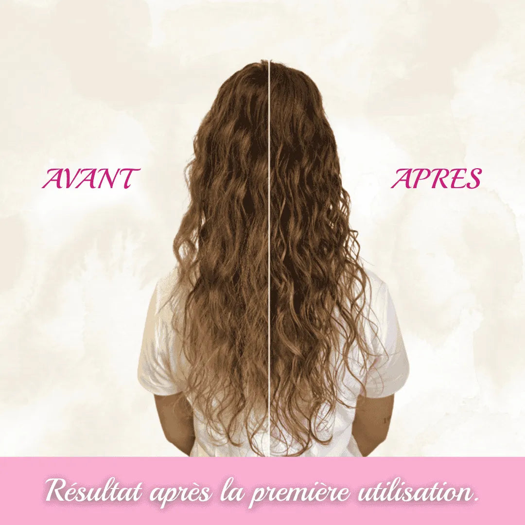 Avant après cheveux bouclés avec taie d’oreiller en soie pour cheveux, réduction des frisottis