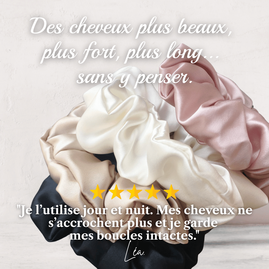 Chouchou en soie pour cheveux bouclés, anti casse et protecteur