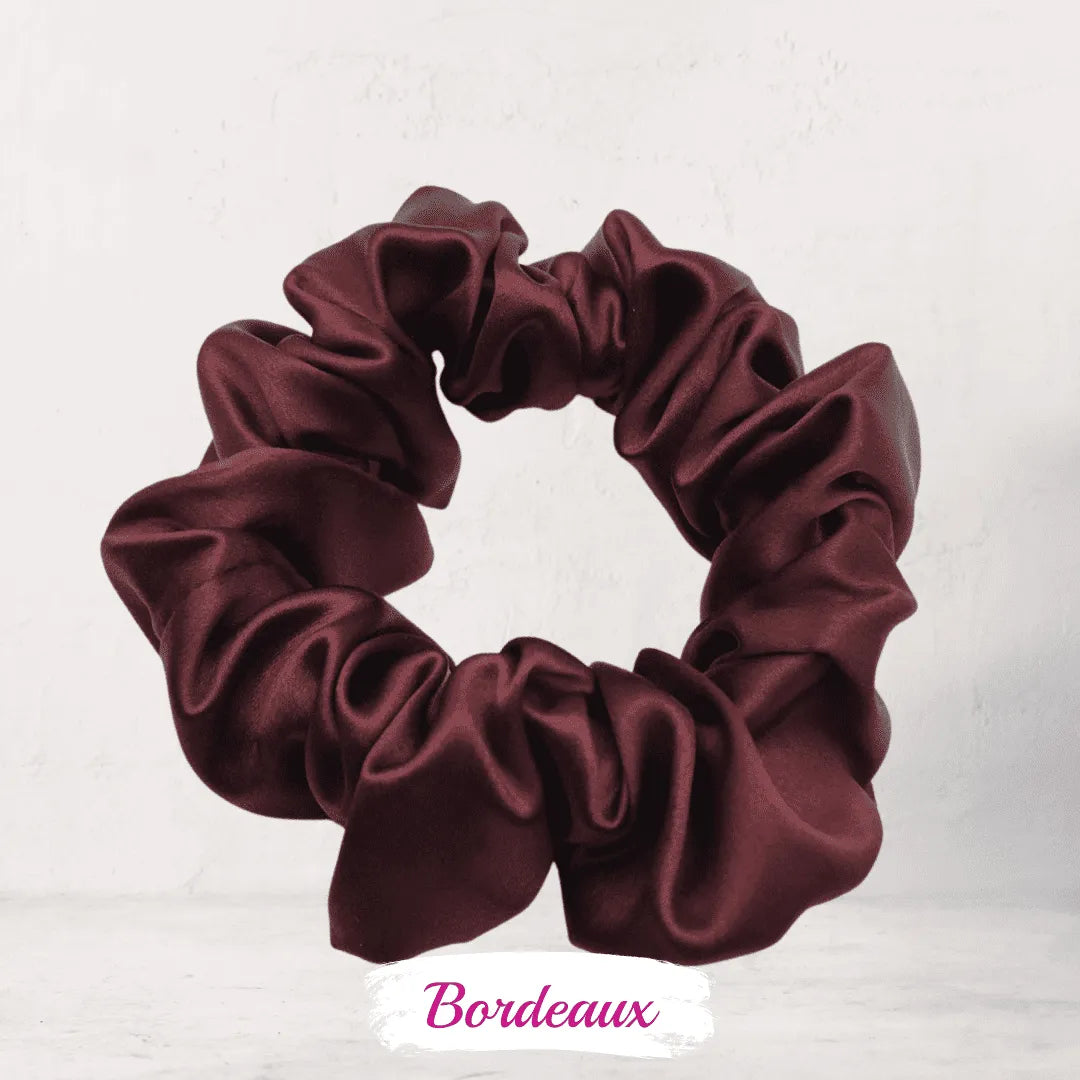 Chouchou soie rouge bordeaux– chouchou cheveux soie anti-casse