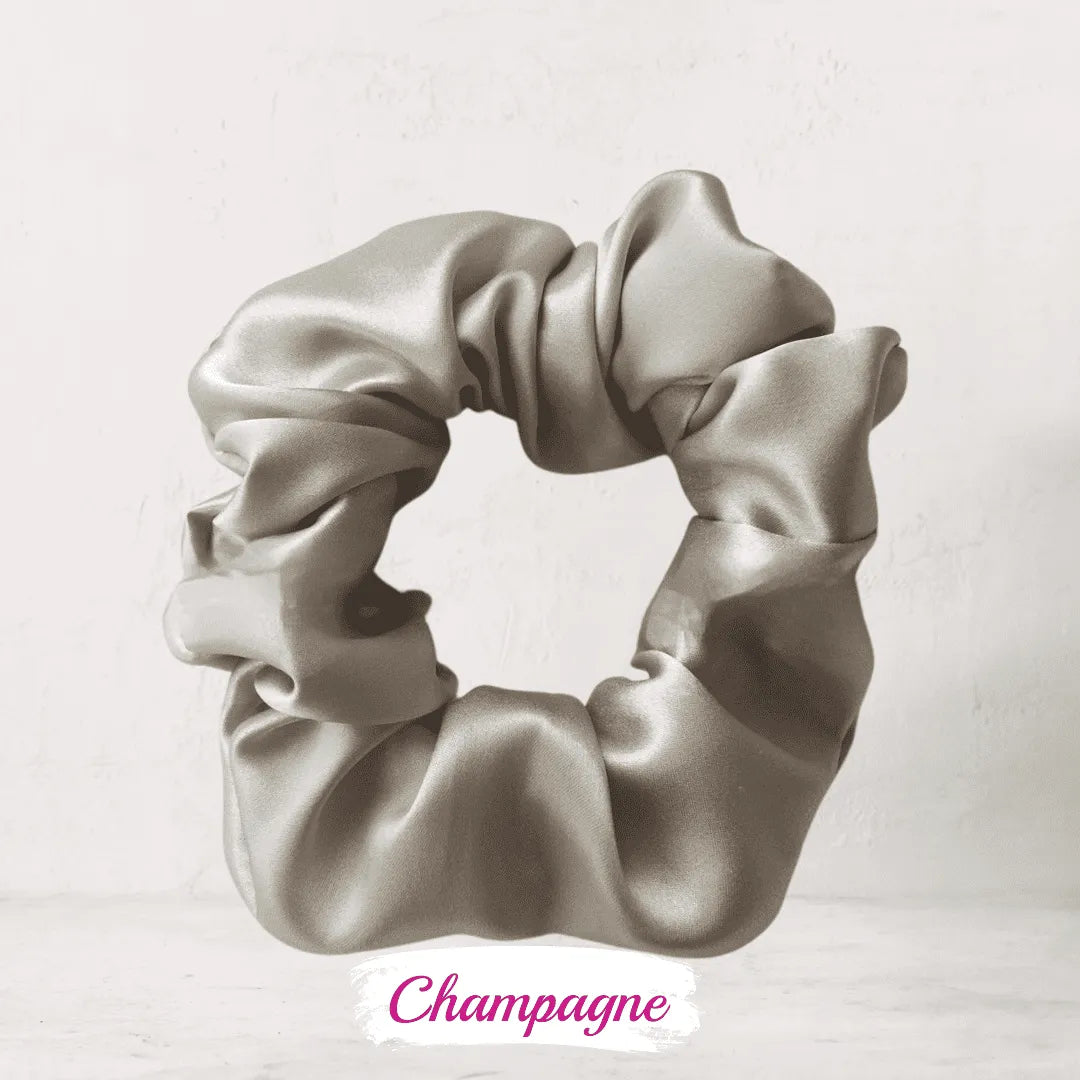 Chouchou soie champagne – élastique cheveux fins et fragiles