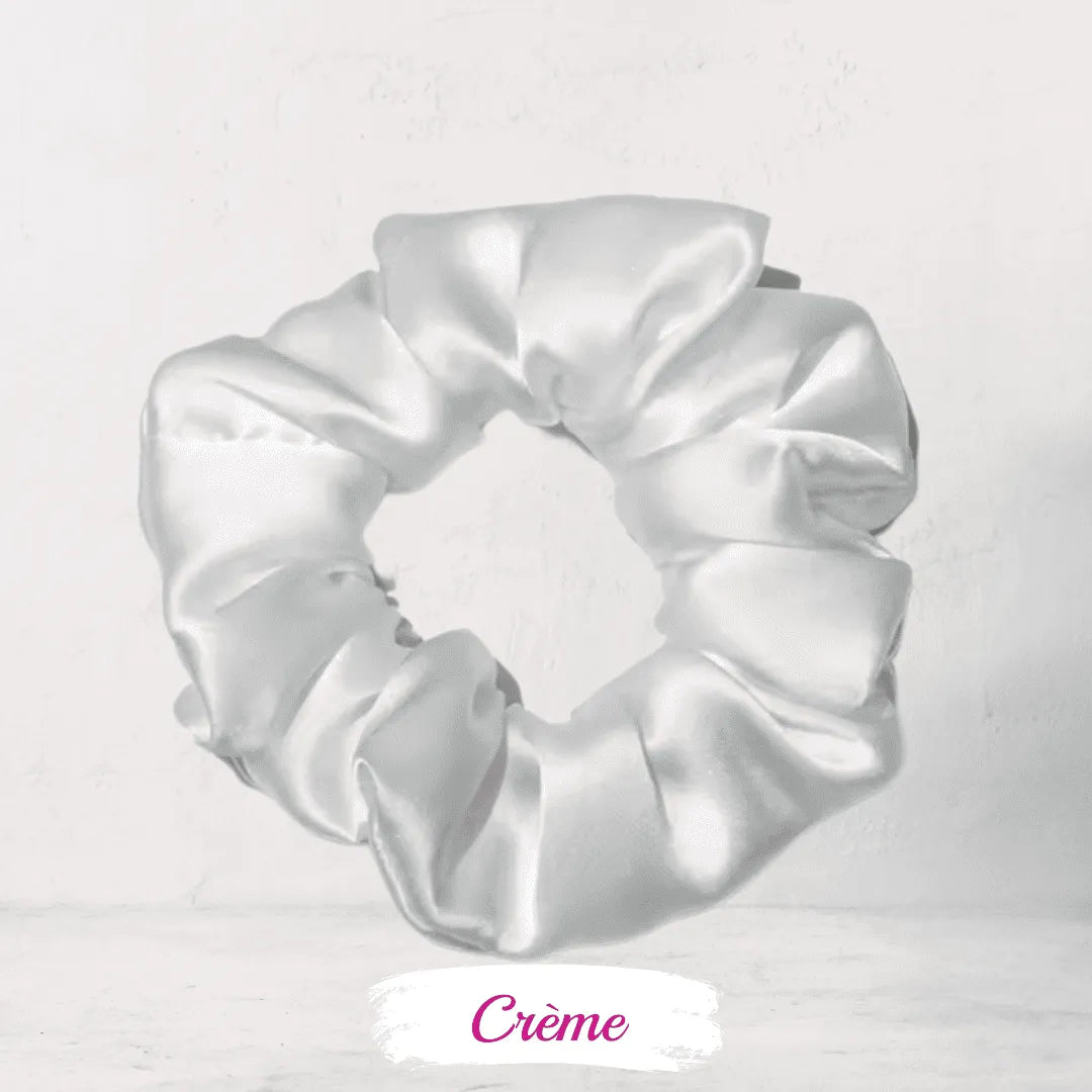 Chouchou soie blanc crème – accessoire beauté premium pour cheveux