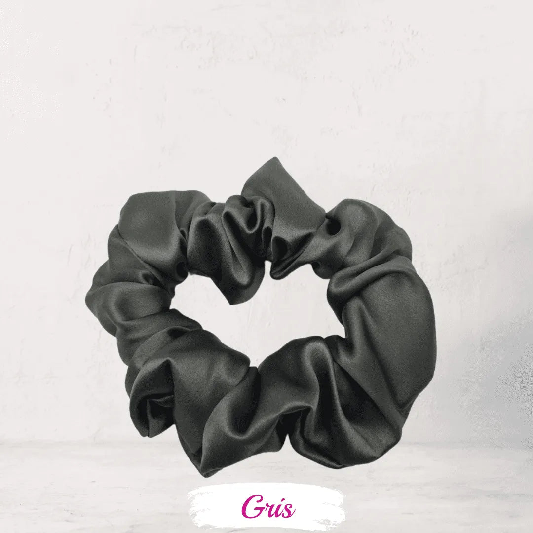 Chouchou soie gris anthracite – soie de mûrier 22 mommes qualité premium