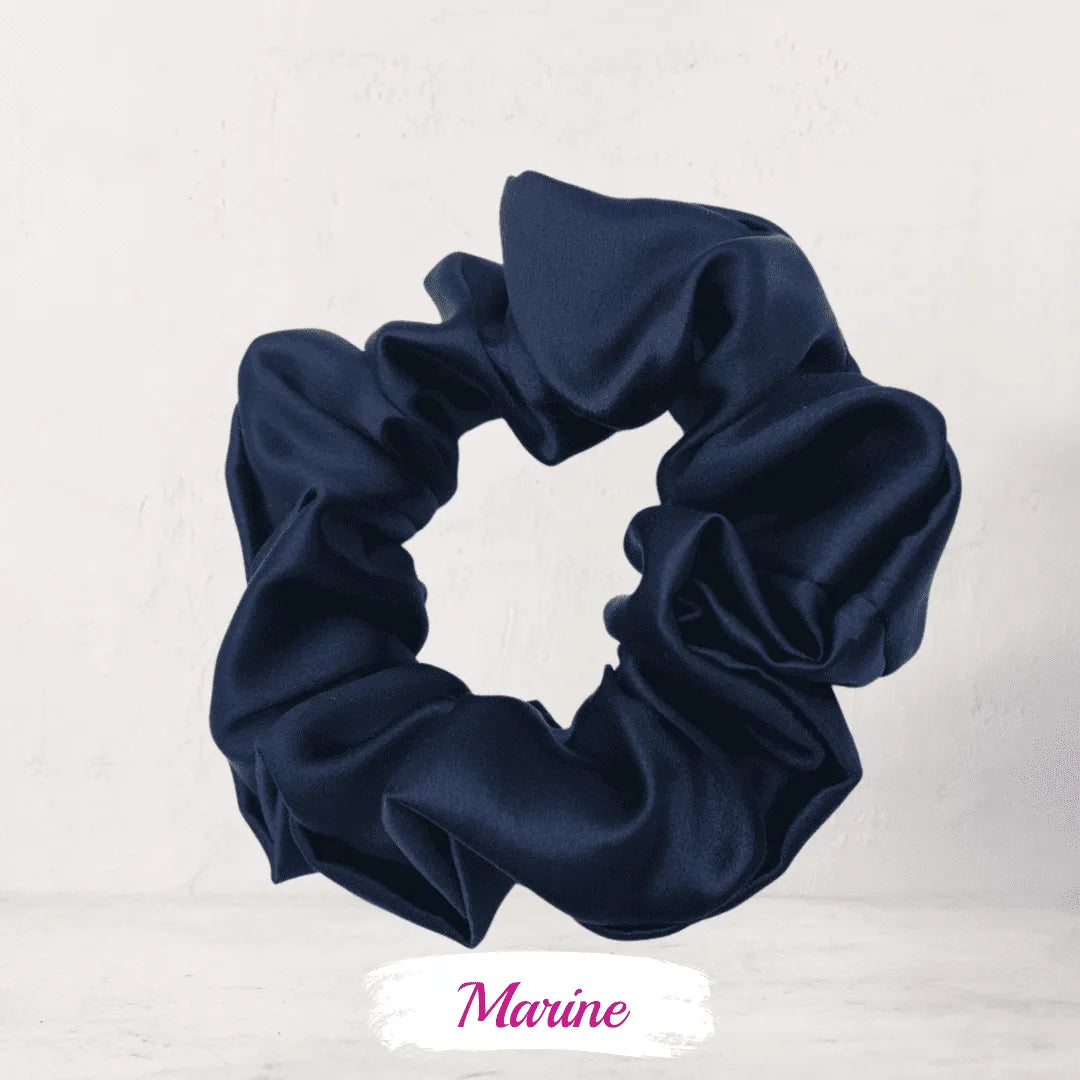 Chouchou soie bleu marine – chouchou cheveux épais anti-casse