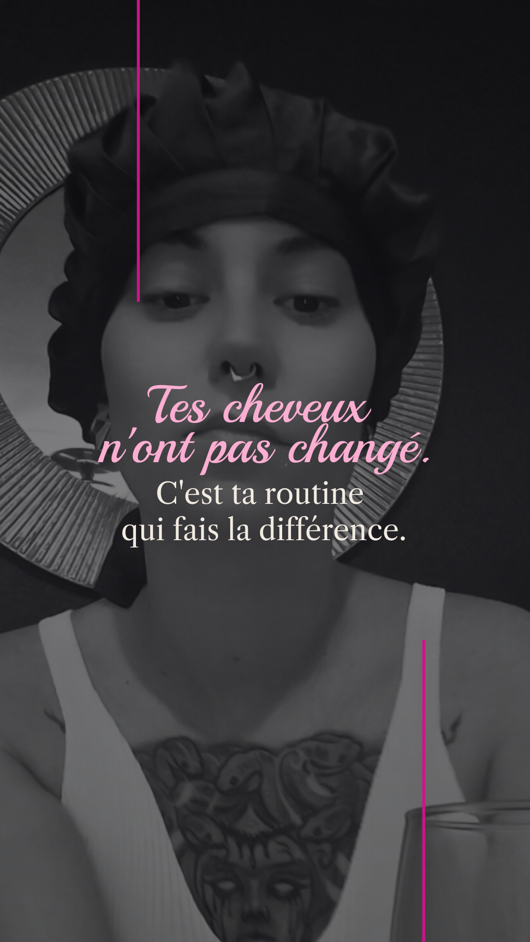 Avant après bonnet en soie cheveux bouclés – transformation de boucles définies et brillantes