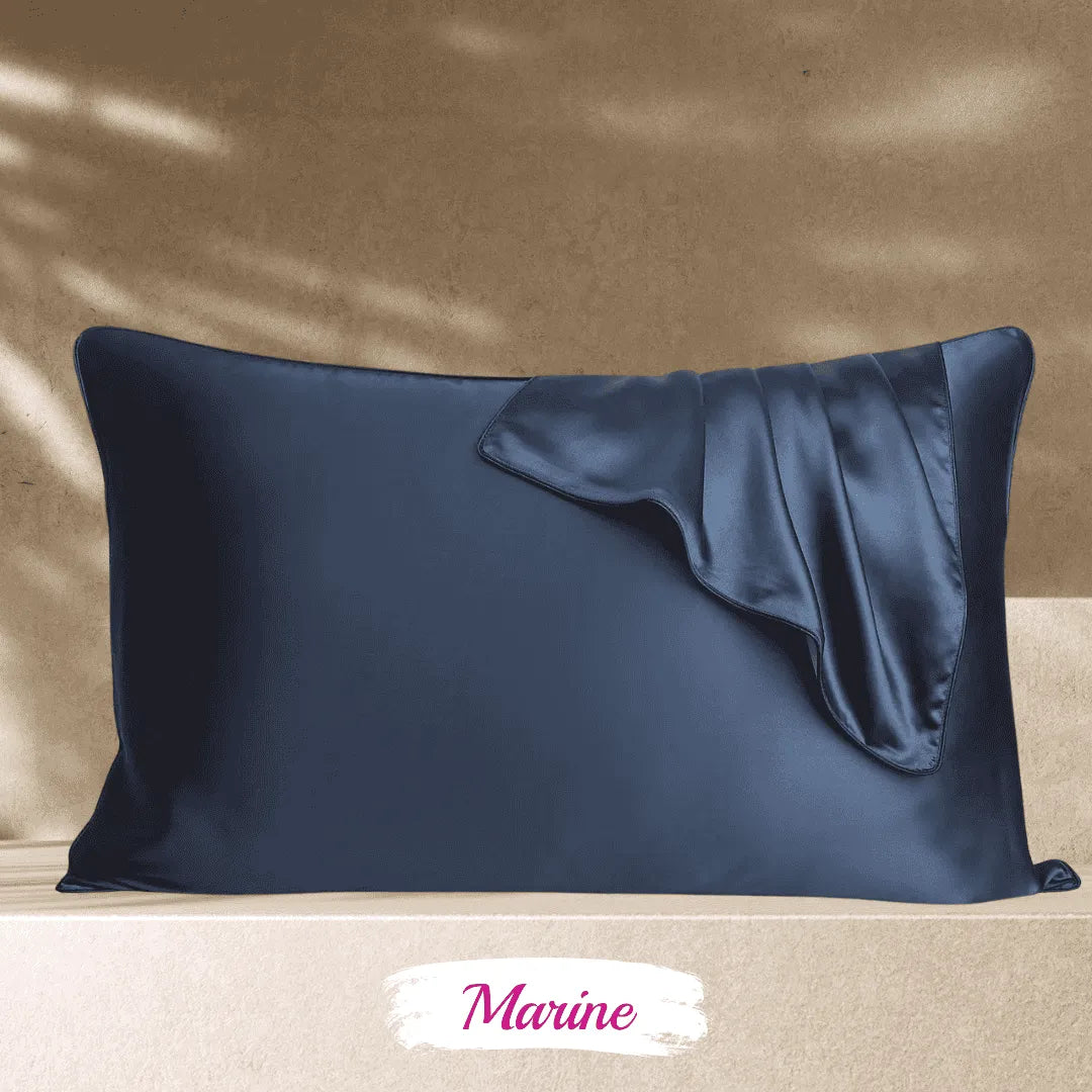 Taie d’oreiller en soie bleu marine, taie en soie cheveux pour préserver l’hydratation