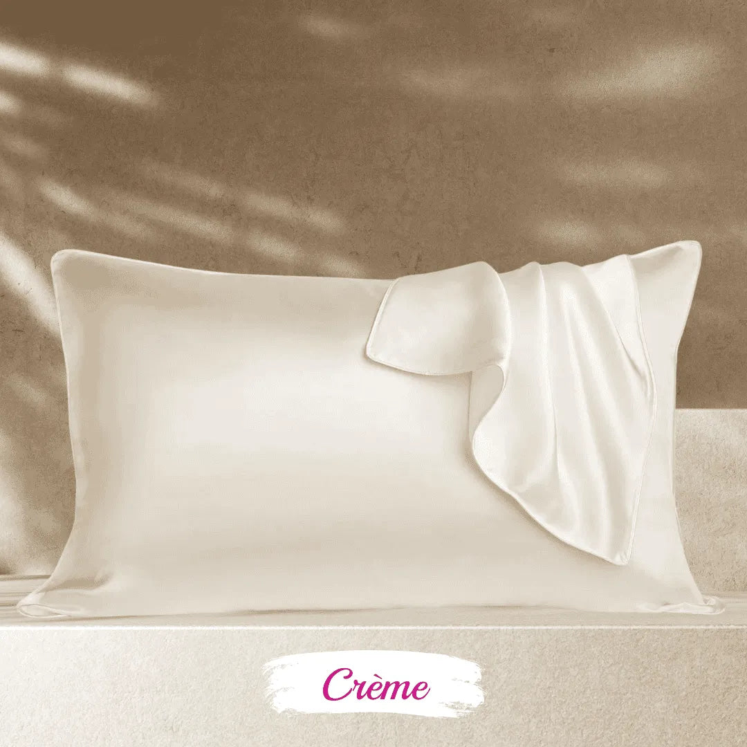 Taie d’oreiller en soie crème, accessoire protecteur cheveux ondulés et bouclés