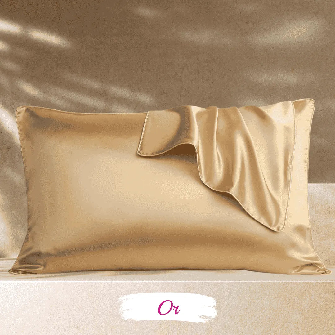 Taie d’oreiller en soie or, routine capillaire protectrice cheveux texturés