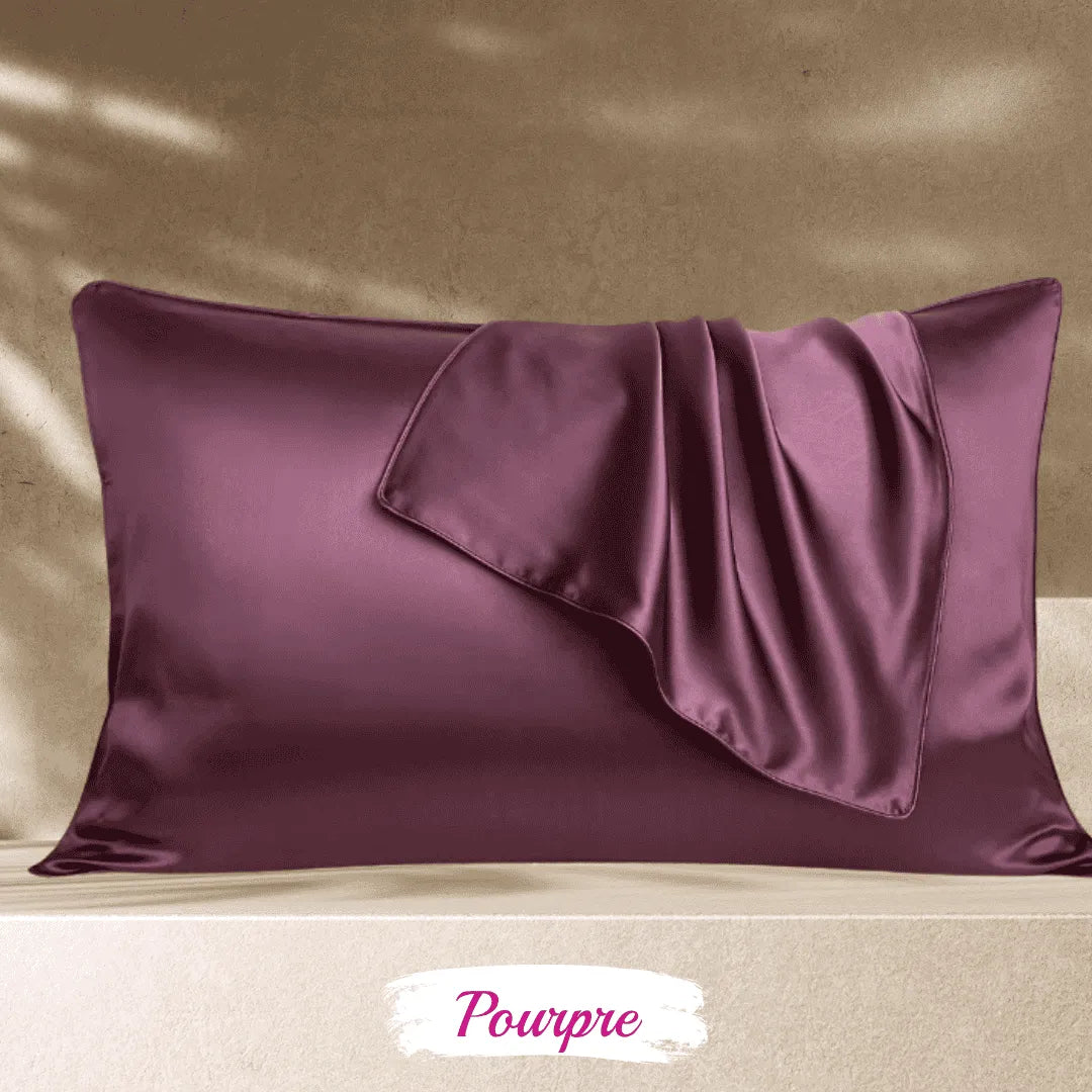 Taie d’oreiller en soie pourpre, idée cadeau cheveux bouclés et soin capillaire protecteur